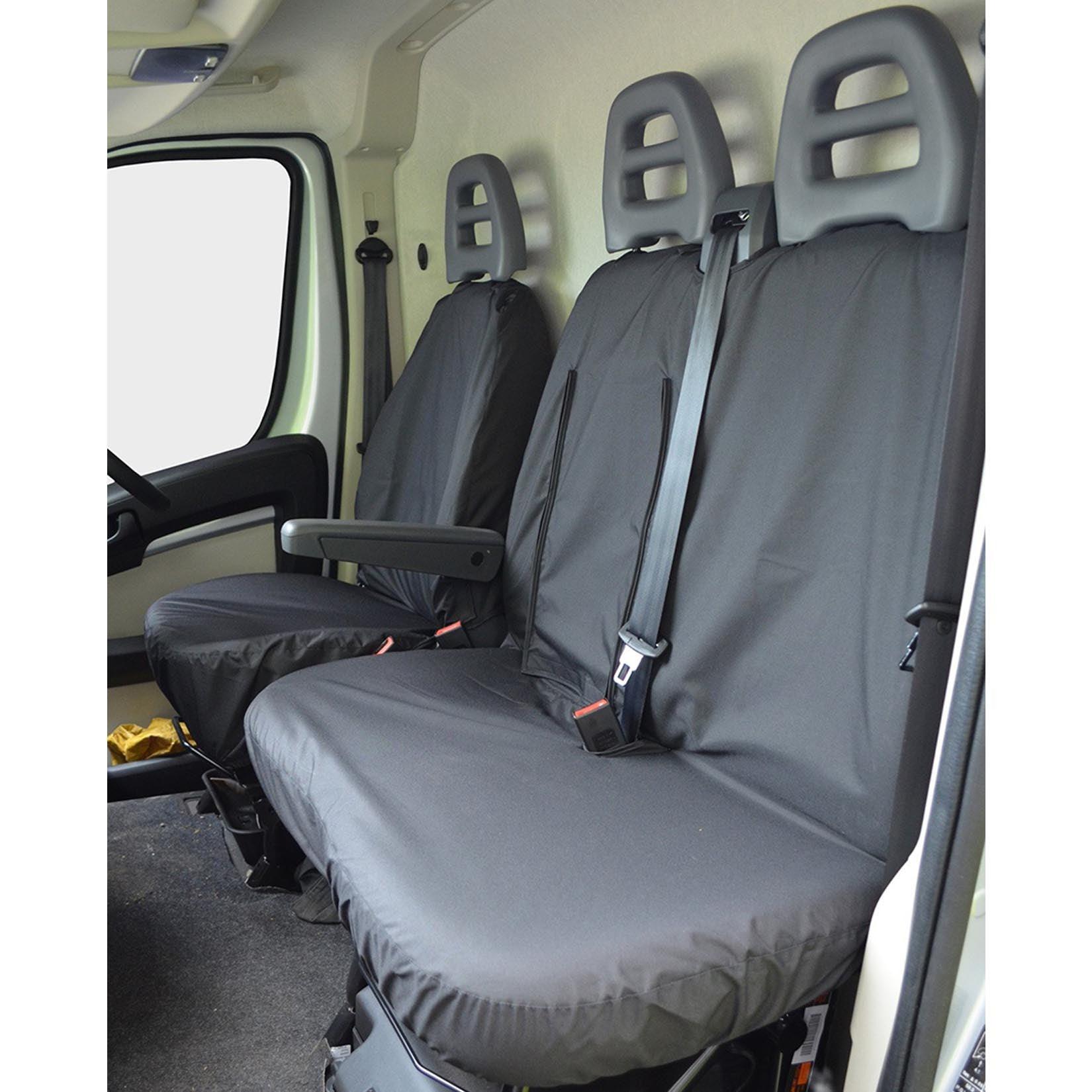 FIAT DUCATO VAN 2006 ON DRIVER SEAT AND DOUBLE PASSENGER SEAT COVERS - BLACK - Storm Xccessories2