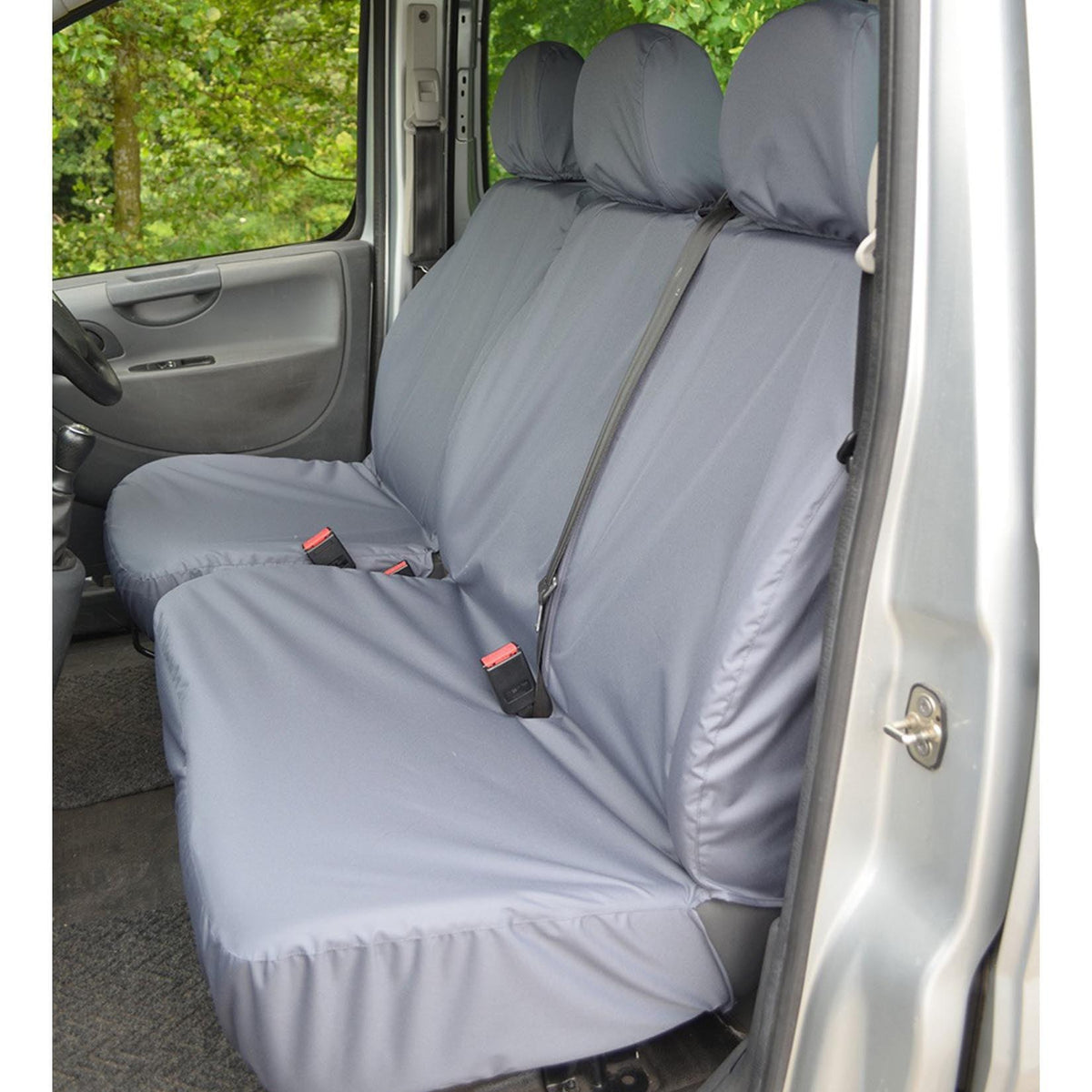 FIAT SCUDO VAN 2007-2016 DRIVER AND DOUBLE PASSENGER SEAT COVERS - GREY - Storm Xccessories2