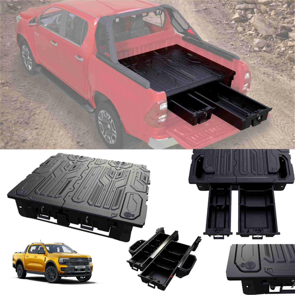 Ford Ranger 2023+ Dc - Ridge Bed Integrated Drawer System