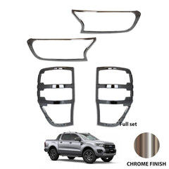 FORD RANGER T6 2016-2022- STX HEAD LIGHT AND TAIL LIGHT GUARDS - CHROME - Storm Xccessories2