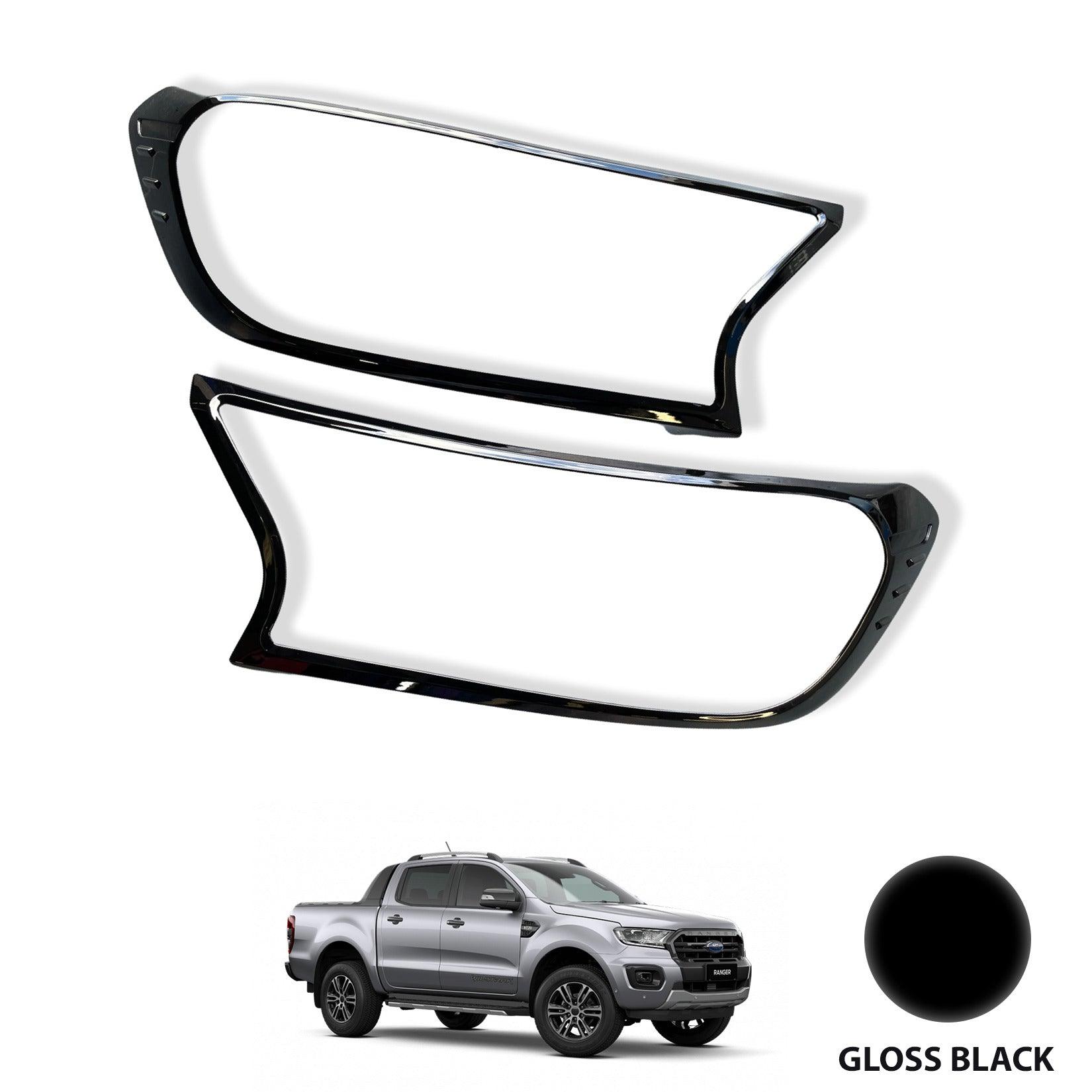 Ford Ranger T6 2016-2022 Stx Head Light Guards - Gloss Black - Pair