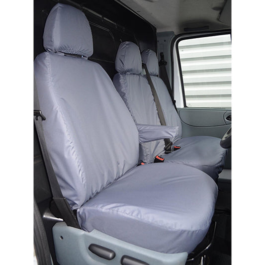 FORD TRANSIT 2000-2013 DRIVER AND FRONT DOUBLE PASSENGER SEAT COVERS – GREY - Storm Xccessories2