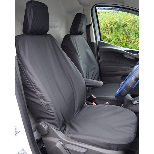 FORD TRANSIT COURIER VAN 2014 ON DRIVER AND FOLDING PASSENGER SEAT COVERS - PAIR - BLACK - Storm Xccessories2