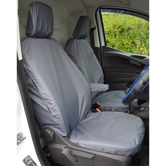 FORD TRANSIT COURIER VAN 2014 ON DRIVER AND FOLDING PASSENGER SEAT COVERS - PAIR - GREY - Storm Xccessories2