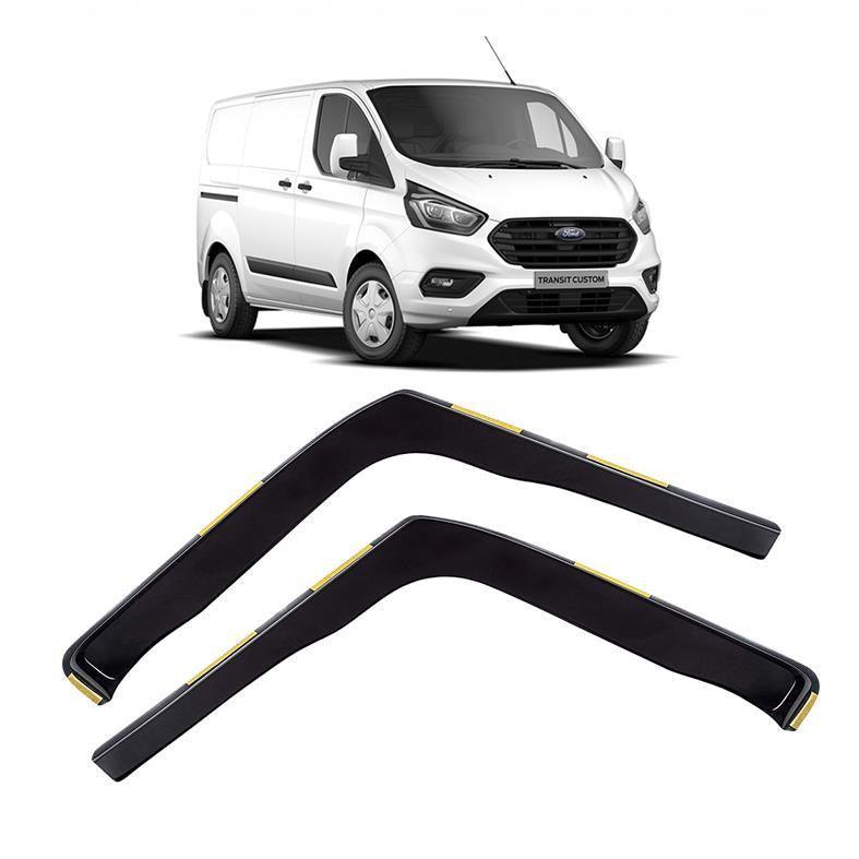 Ford Transit Custom 2012 - 2024 - Stx Internal Wind Deflectors - W107 - 2pcs - Clip On - Dark Smoke