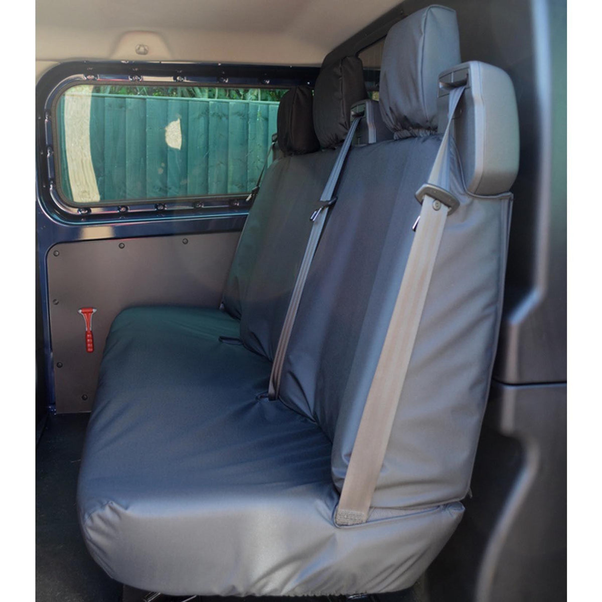 FORD TRANSIT CUSTOM 2013 ON DOUBLE CAB REAR SEAT COVERS – BLACK - Storm Xccessories2