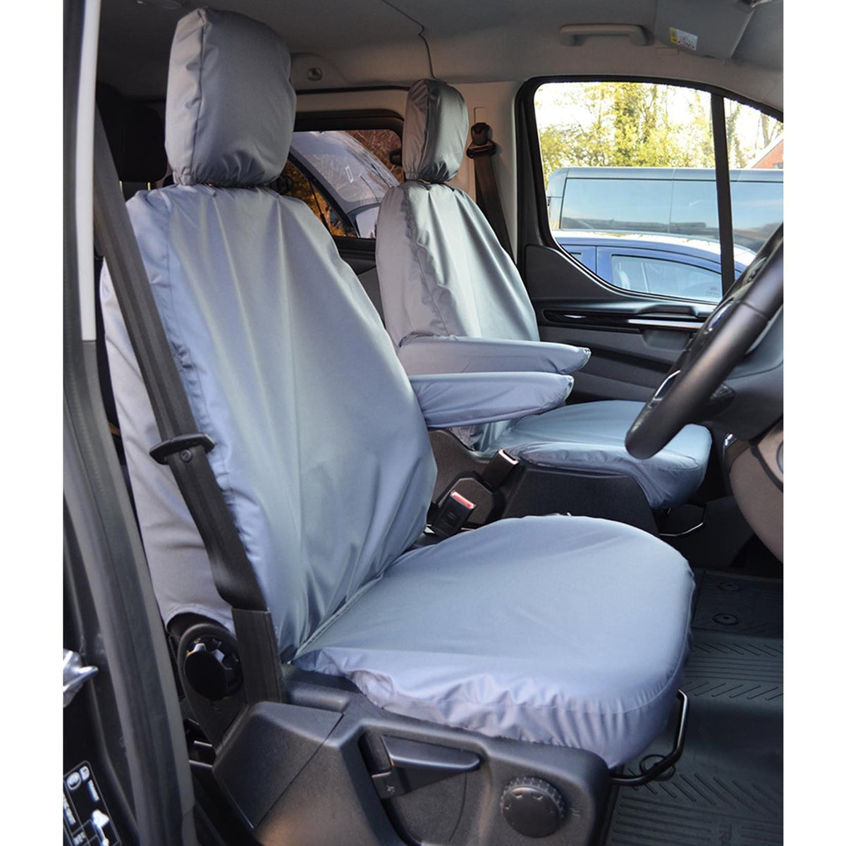 FORD TRANSIT CUSTOM 2013 ON FRONT SEAT COVERS - PAIR - GREY - Storm Xccessories2