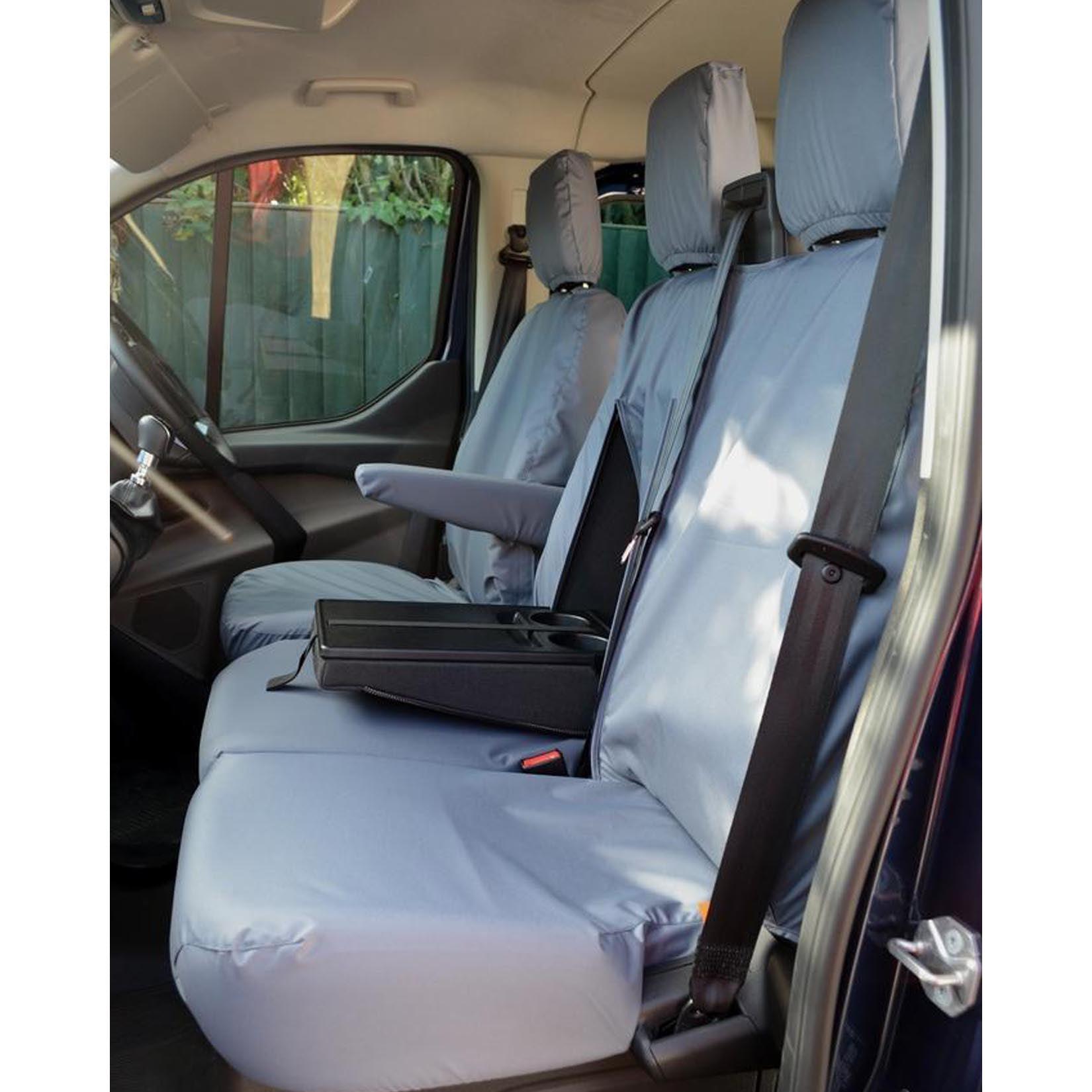 FORD TRANSIT CUSTOM TOURNEO/COMBI 2013 ON 9 SEAT WITH WORKTRAY REAR - GREY TAILORED SEAT COVERS - Storm Xccessories2
