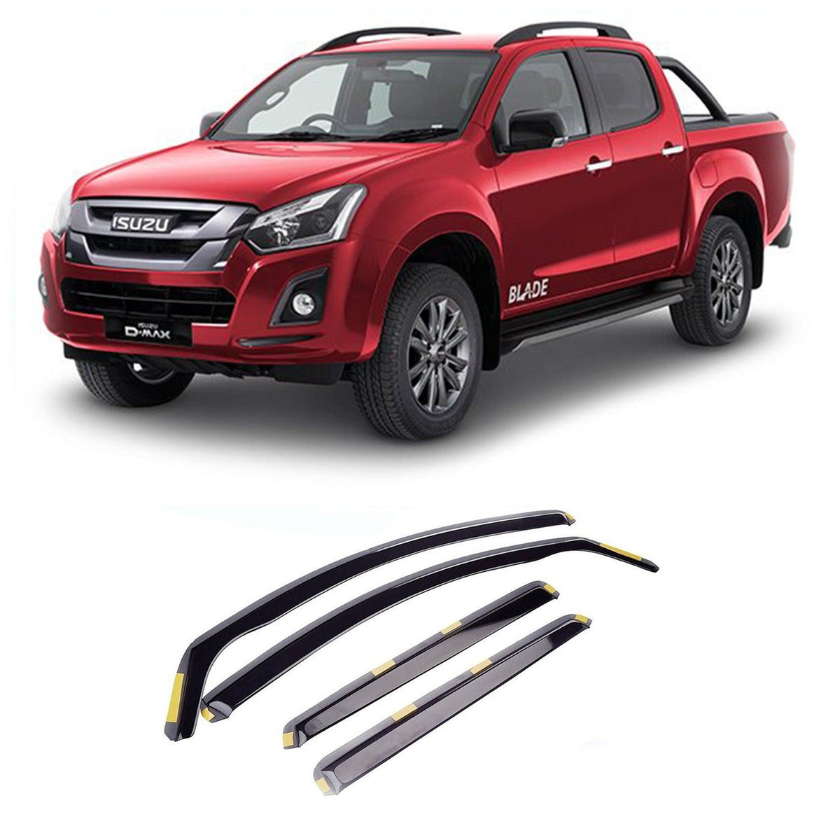 Isuzu D-max - 2012 On - Stx Wind Deflectors - 4 Pcs Set - Internal Fit - Dark Smoke - W140