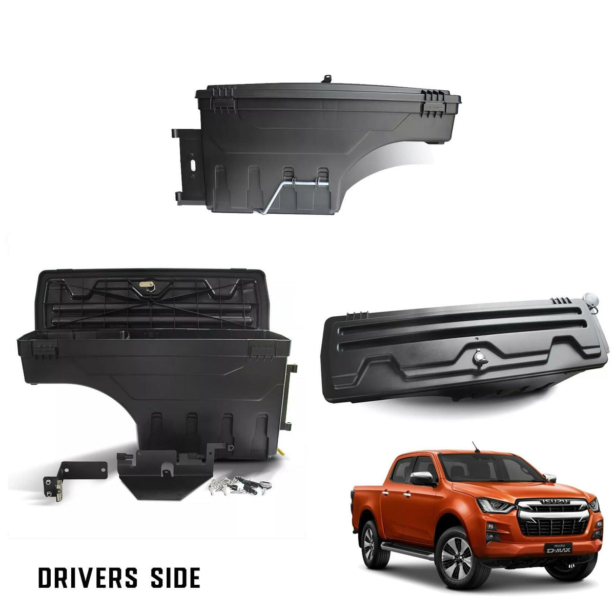 ISUZU D-MAX 2021 ON – SWING STORAGE CASE TOOL BOX SWINGBOX – DRIVERS SIDE - Storm Xccessories2