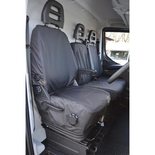 IVECO DAILY 2014-2022 FRONT DRIVER AND PASSENGER SEAT COVERS - BLACK - Storm Xccessories2
