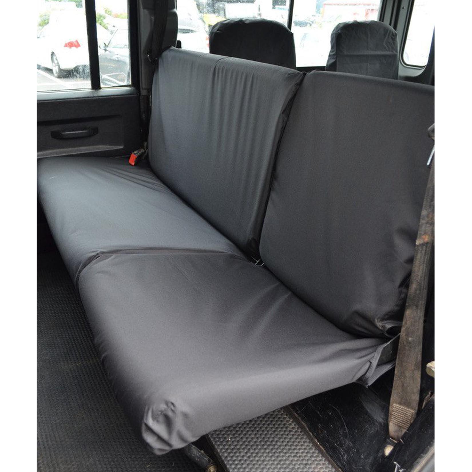 LAND ROVER DEFENDER 1983-2007 90 110 - REAR DOUBLE AND SINGLE SEAT COVERS – BLACK - Storm Xccessories2
