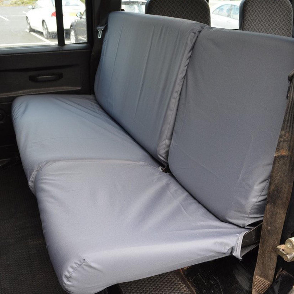 LAND ROVER DEFENDER 90 110 - 1983-2007 REAR DOUBLE AND SINGLE SEAT COVERS – GREY - Storm Xccessories2