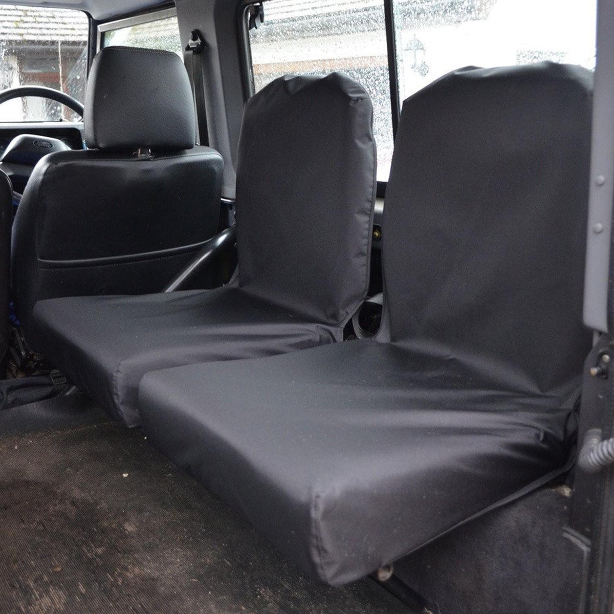 LAND ROVER DEFENDER 90 110 - 1983-2007 REAR SET OF 2 DICKY FOLDING SEAT COVERS - BLACK - Storm Xccessories2