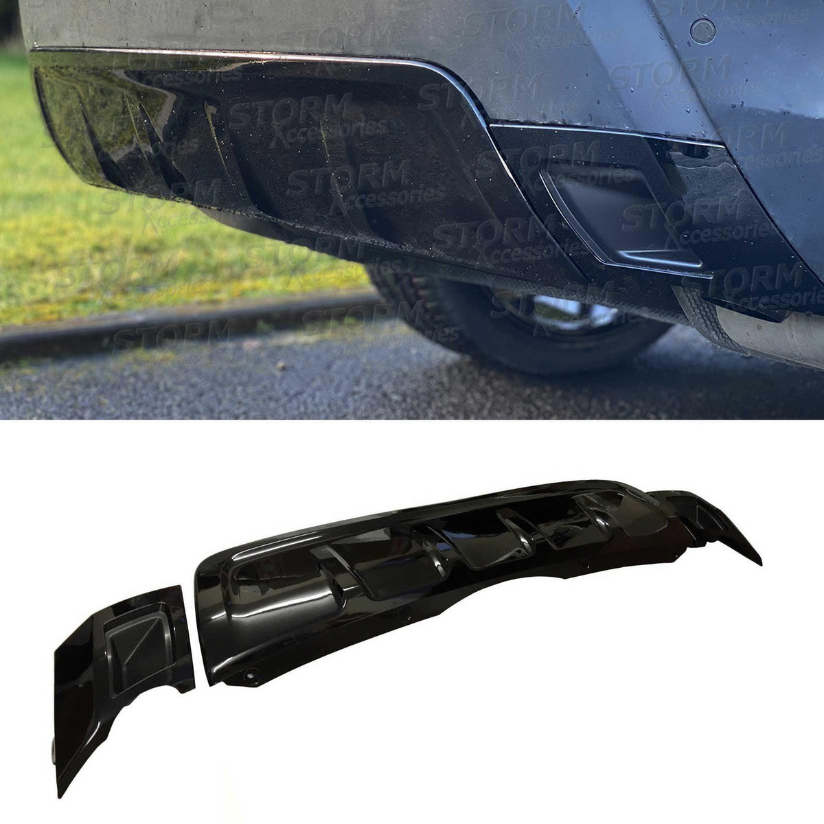 LAND ROVER DISCOVERY 5 2017 ON - REAR BUMPER TOW EYE COVER - EXHAUST TRIMS COVERS - DYNAMIC - BLACK - Storm Xccessories2