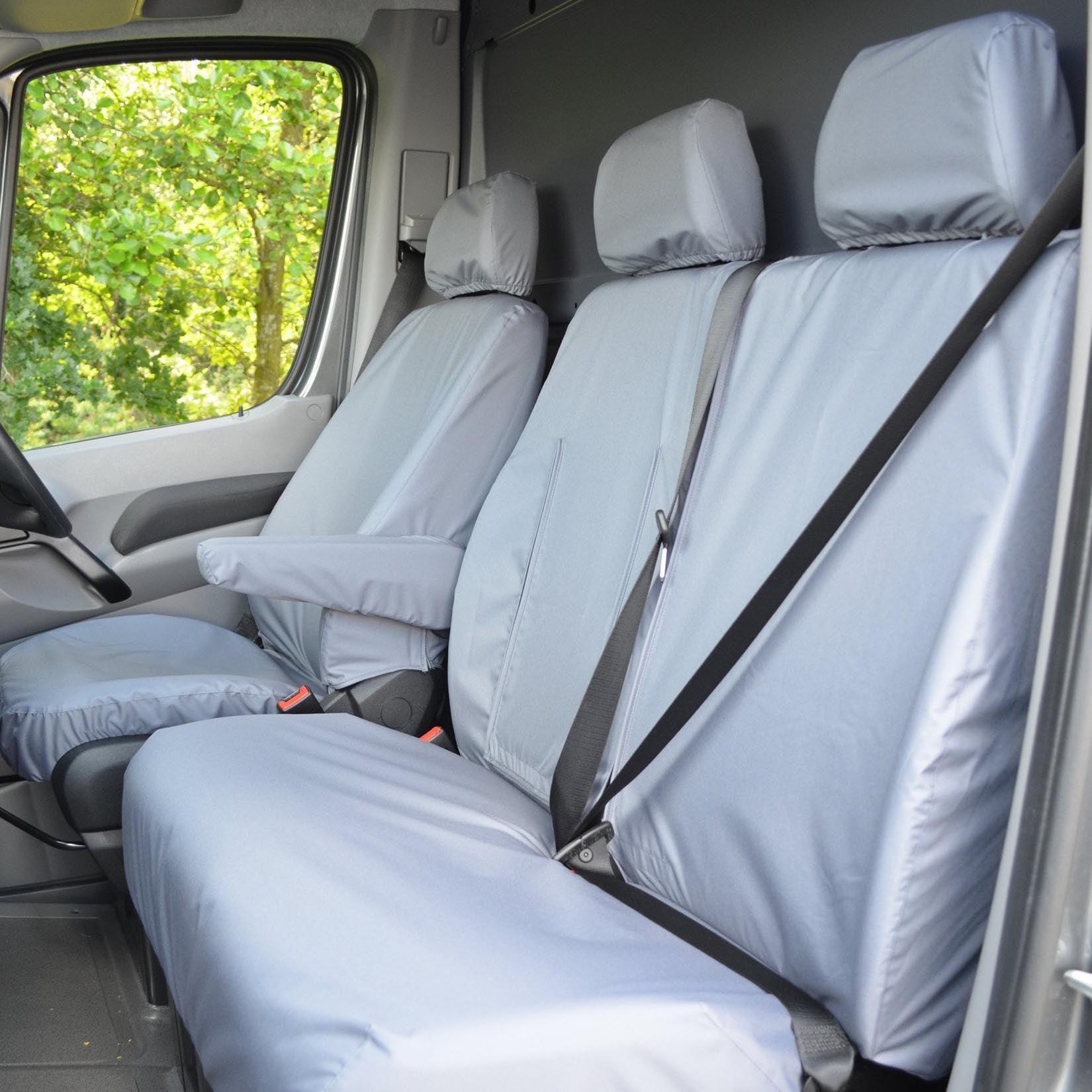 MERCEDES SPRINTER 2010 - 2018 - TAILORED FRONT SEAT COVERS WITH ARMRESTS - GREY - Storm Xccessories2