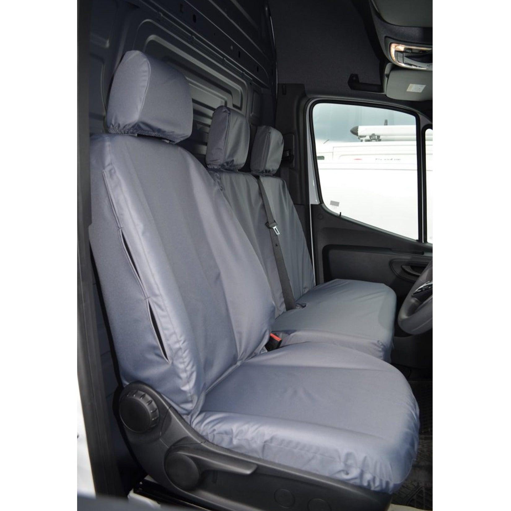 MERCEDES SPRINTER 2018 ON DRIVER AND FRONT DOUBLE PASSENGER SEAT COVERS - GREY - Storm Xccessories2