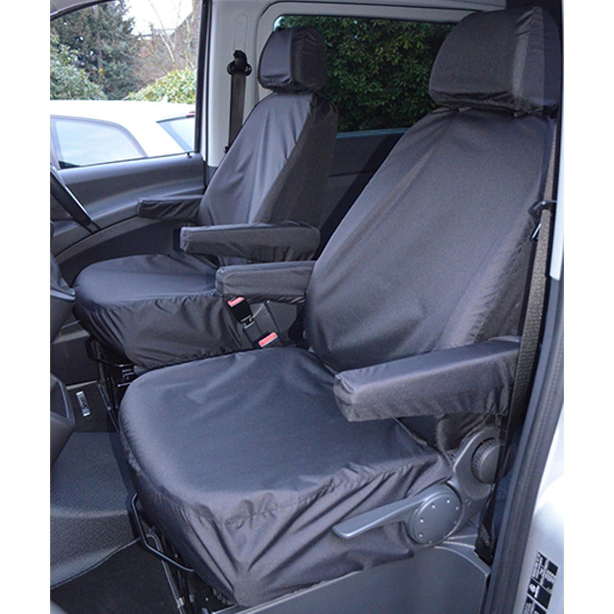 MERCEDES VITO 2003-2015 FRONT SINGLE SEAT COVERS - BLACK - Storm Xccessories2