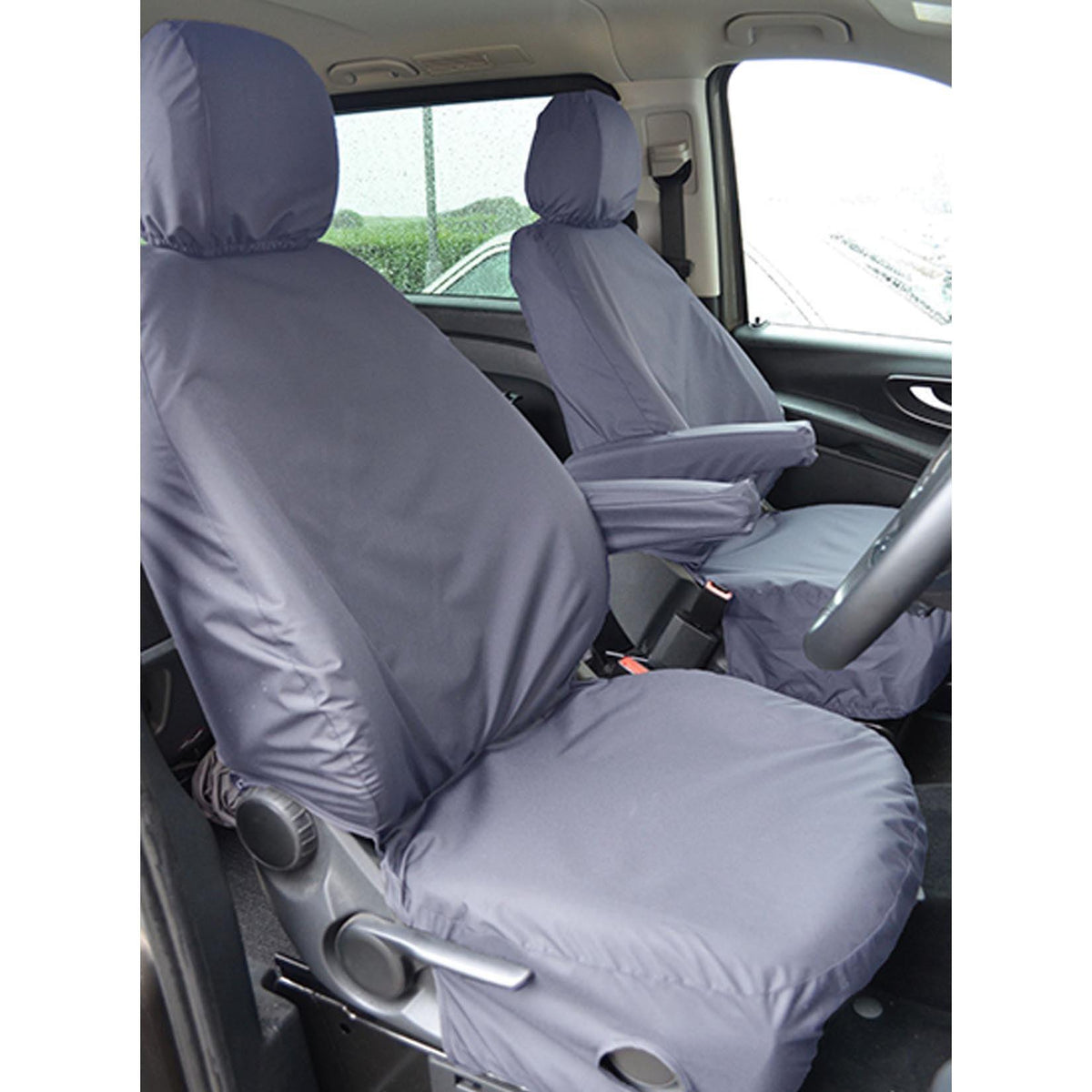 MERCEDES VITO 2015 ON FRONT SINGLE SEAT COVERS - GREY - Storm Xccessories2