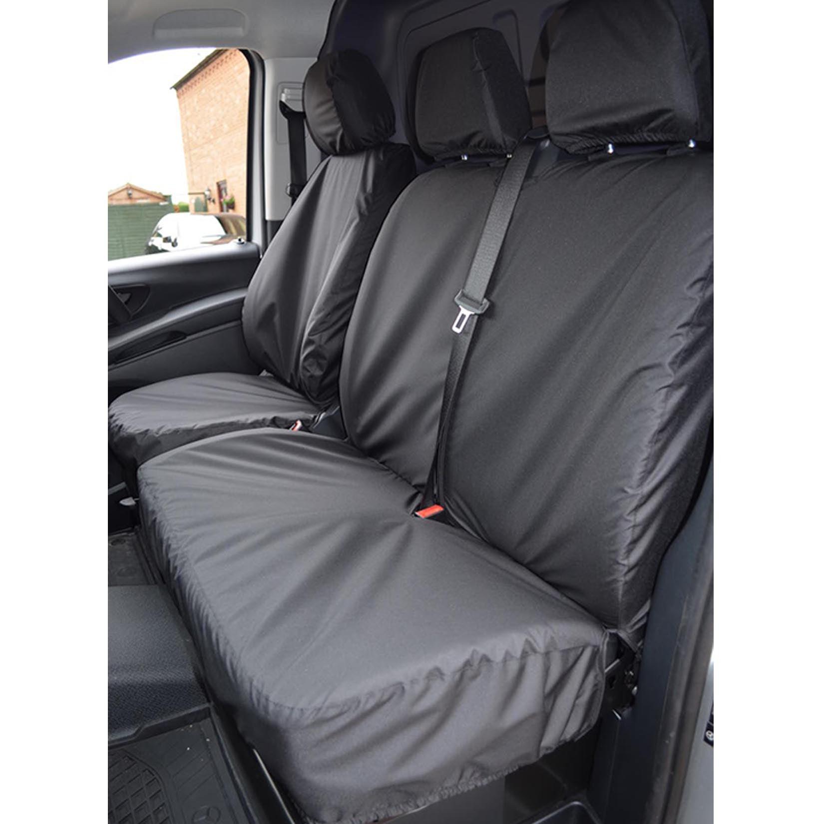 MERCEDES VITO 2015 ON FRONT TRIPLE TAILORED SEAT COVERS IN BLACK - Storm Xccessories2