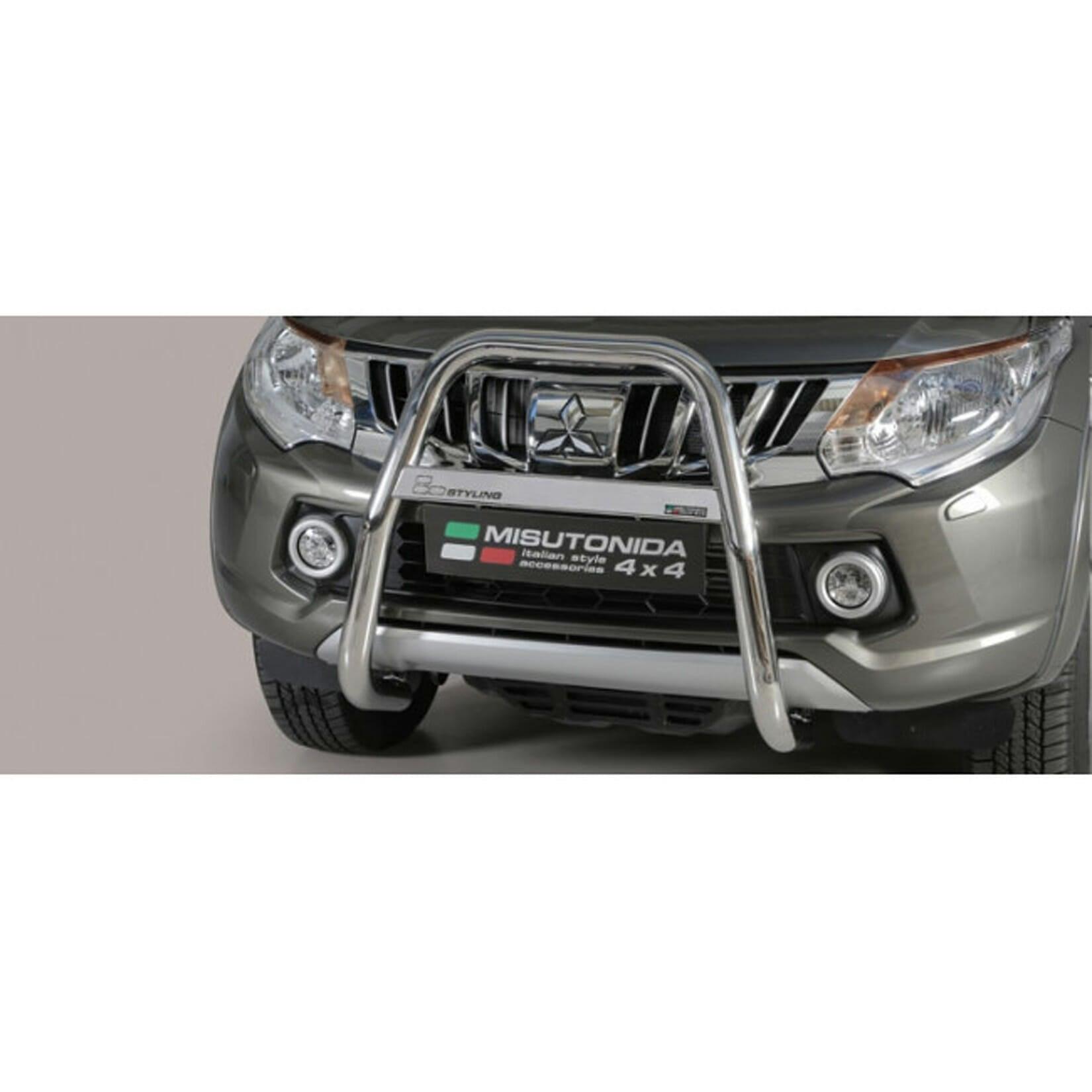 MITSUBISHI L200 SERIES 5 2015 ON - MISUTONIDA HIGH FRONT A-BAR - 63MM - STAINLESS FINISH - Storm Xccessories2