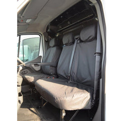 RENAULT MASTER VAN 2010 ON DRIVER AND FIXED FRONT DOUBLE PASSENGER SEAT COVERS - BLACK - Storm Xccessories2