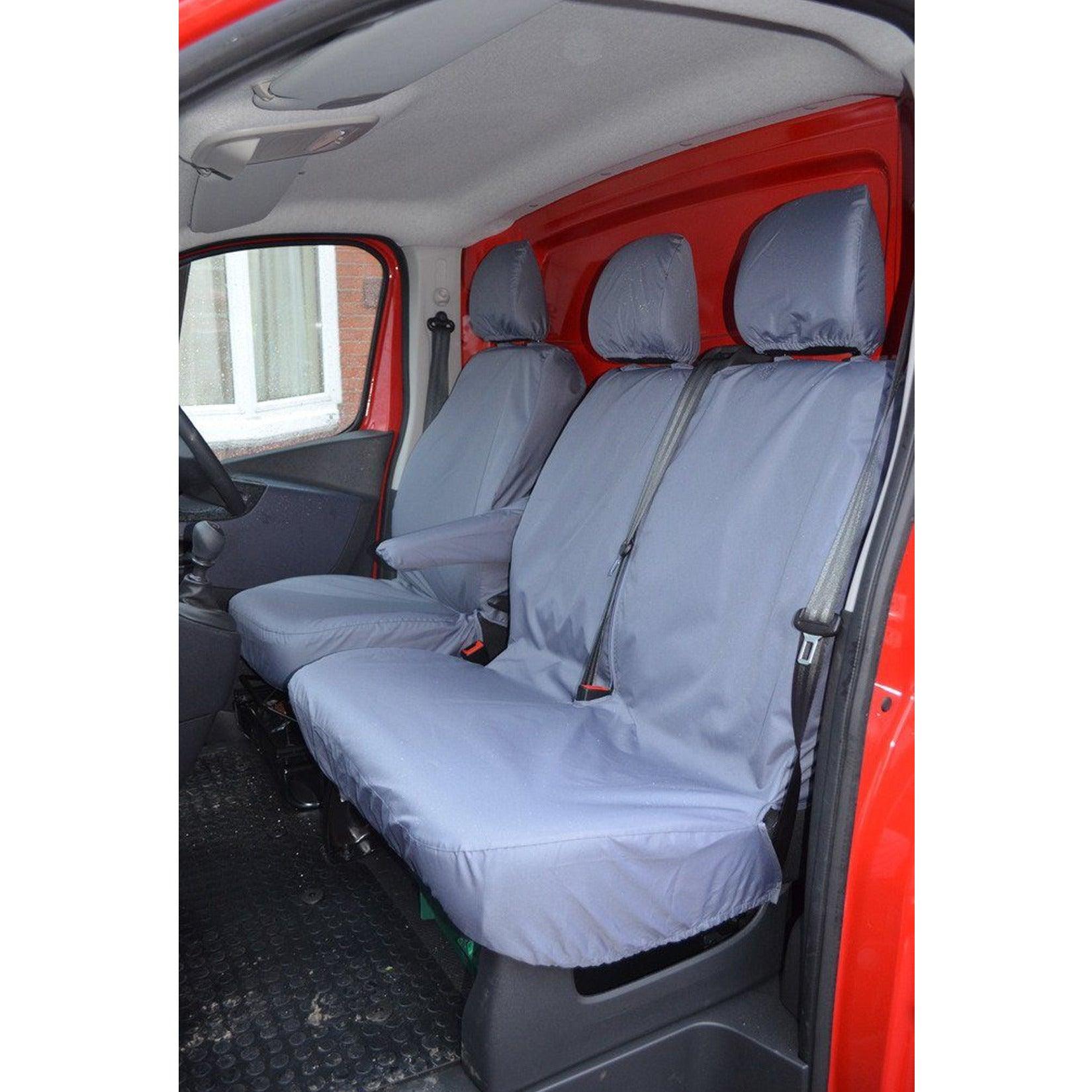 Renault Trafic 2014 On - Vauxhall Vivaro 2014-2019 Driver And Front Non-folding Double Passenger Seat Covers - Grey