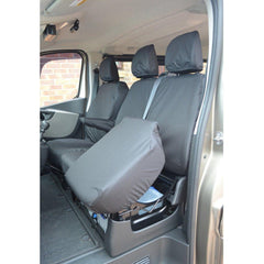 Renault Trafic 2014 On - Vauxhall Vivaro 2014-2019 Front Driver And Double Passenger With Underseat Storage Seat Covers - Black