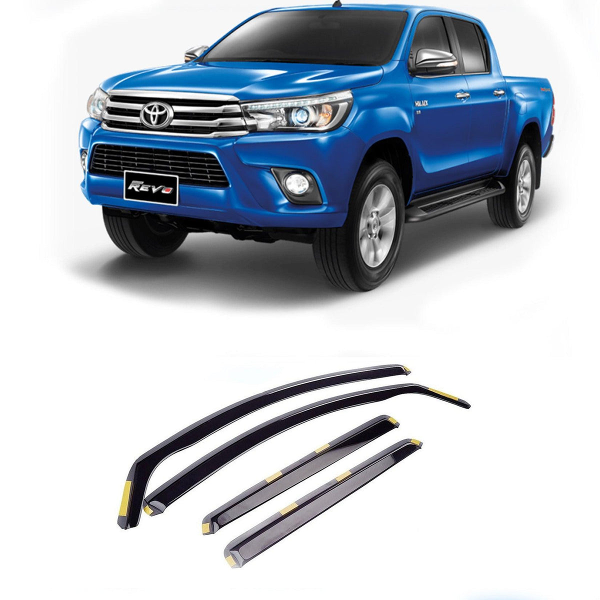 Toyota Hilux Mk8 - 2015 On - Stx Wind Deflectors - 4 Pcs Set - Internal Fit - Dark Smoke - W137