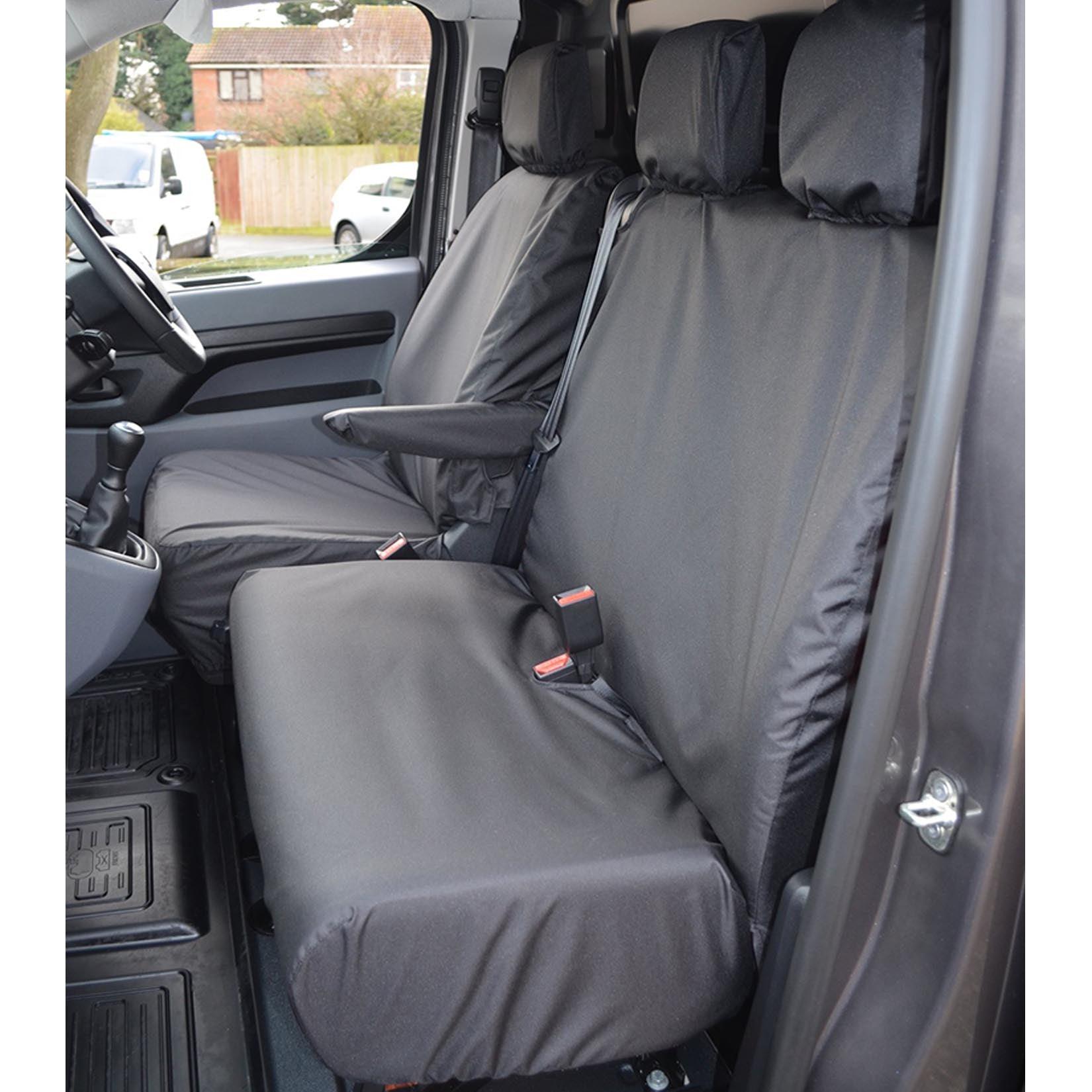 TOYOTA PROACE 2016 ON DRIVER AND FRONT DOUBLE PASSENGER SEAT COVERS - BLACK - Storm Xccessories2