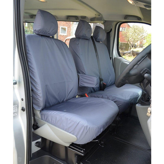 VAUXHALL VIVARO 2006-2014 DRIVER AND FRONT DOUBLE PASSENGER SEAT COVERS WITH ARMREST - GREY - Storm Xccessories2