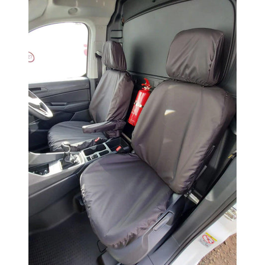 VW CADDY 2021 ON FRONT DRIVER AND PASSENGER SEAT COVERS - BLACK - Storm Xccessories2
