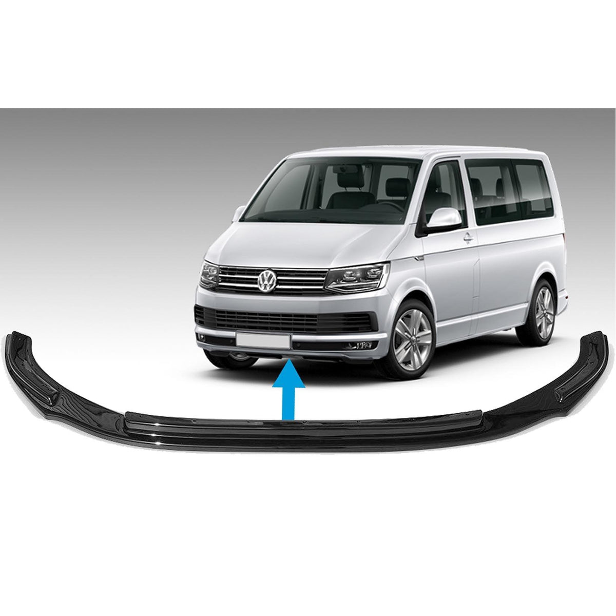 VW T6 TRANSPORTER 2015 ON - FRONT SPOILER SPLITTER LIP - GLOSS BLACK - Storm Xccessories2