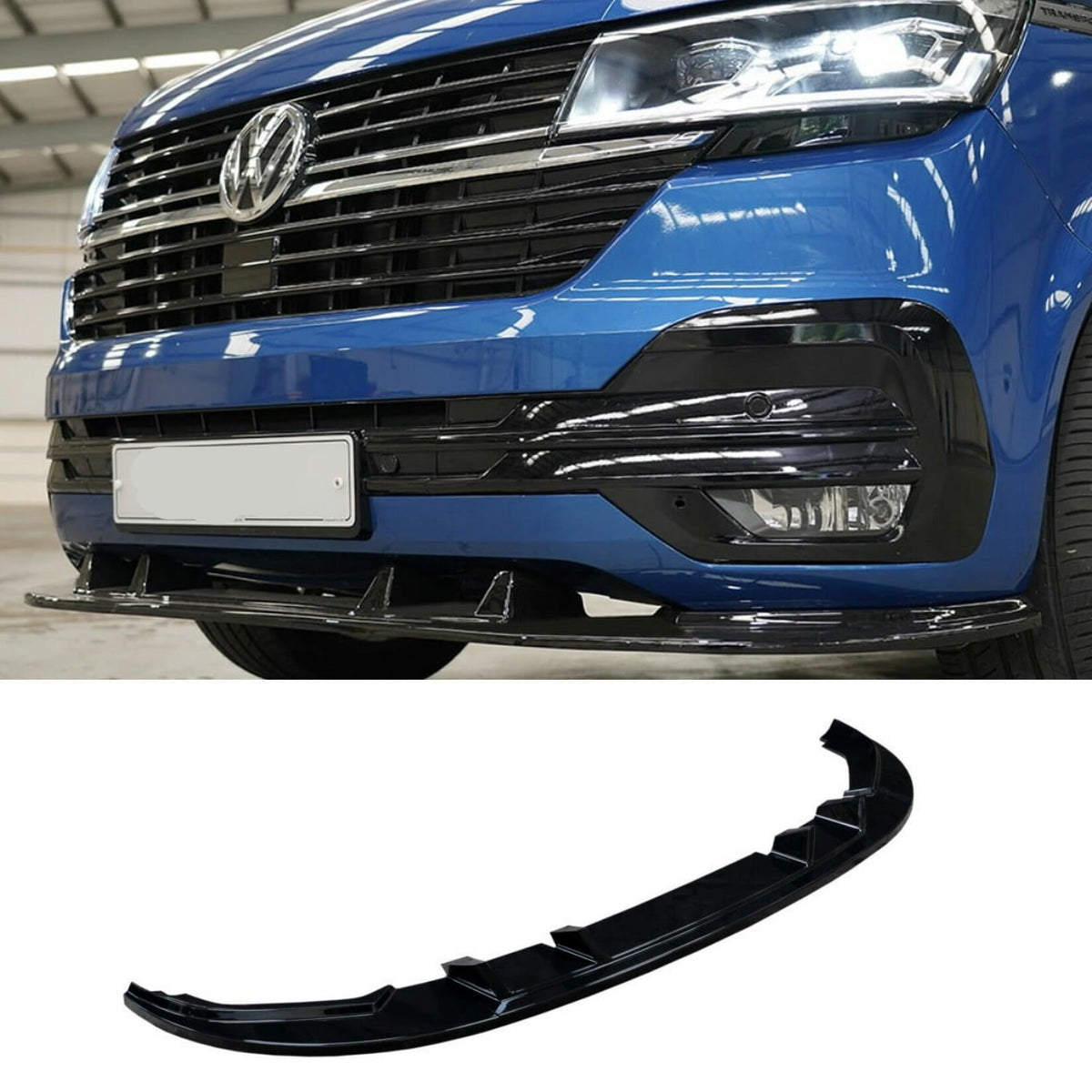 VW TRANSPORTER 6.1 2019 ON STX 3 PIECE STYLE FRONT SPLITTER SPOILER - GLOSS BLACK - Storm Xccessories2