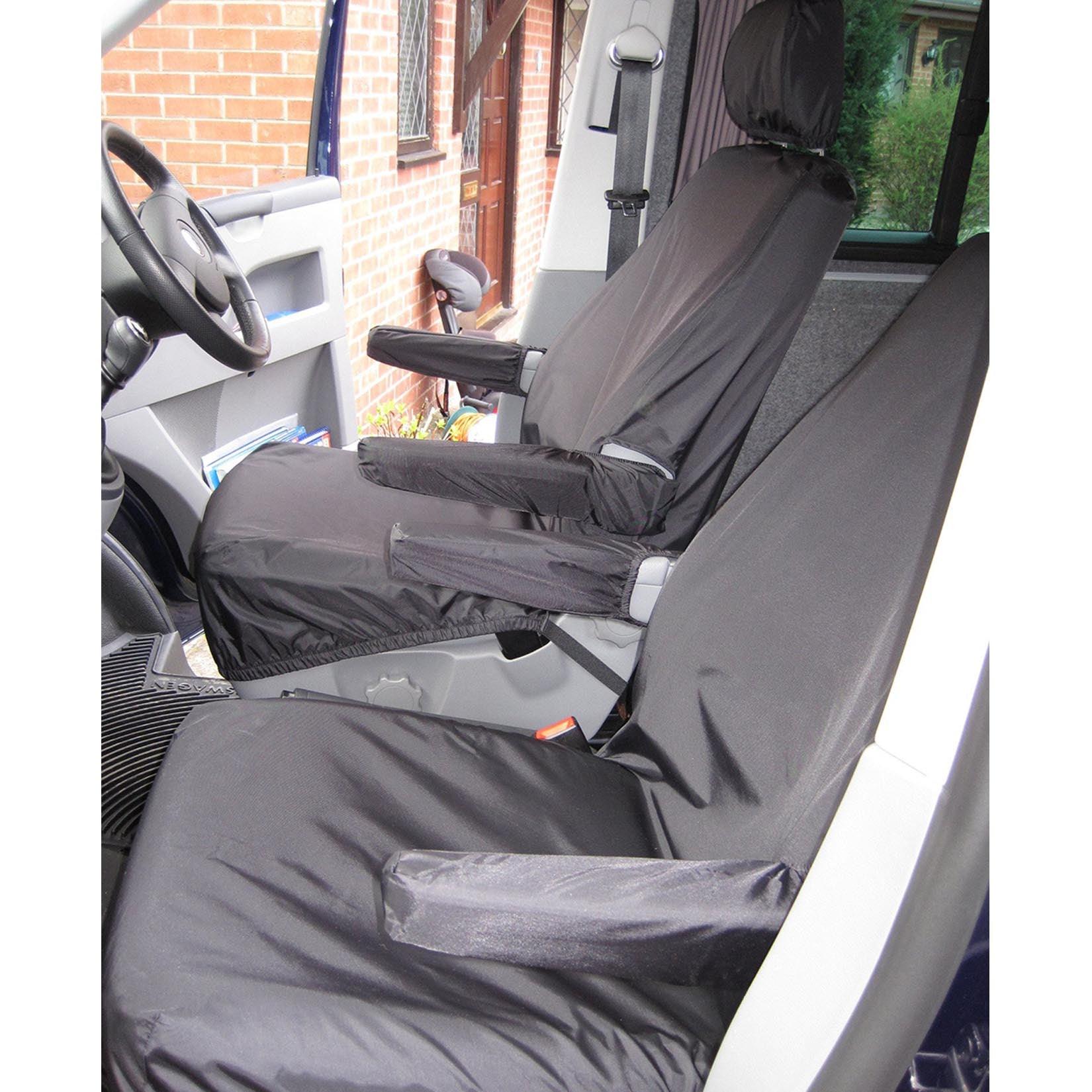 Vw Transporter T5 2003-2009 Front Pair Seat Covers No Armrests - Black