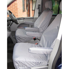 VW TRANSPORTER T5 2003-2009 FRONT PAIR SEAT COVERS NO ARMRESTS - GREY - Storm Xccessories2