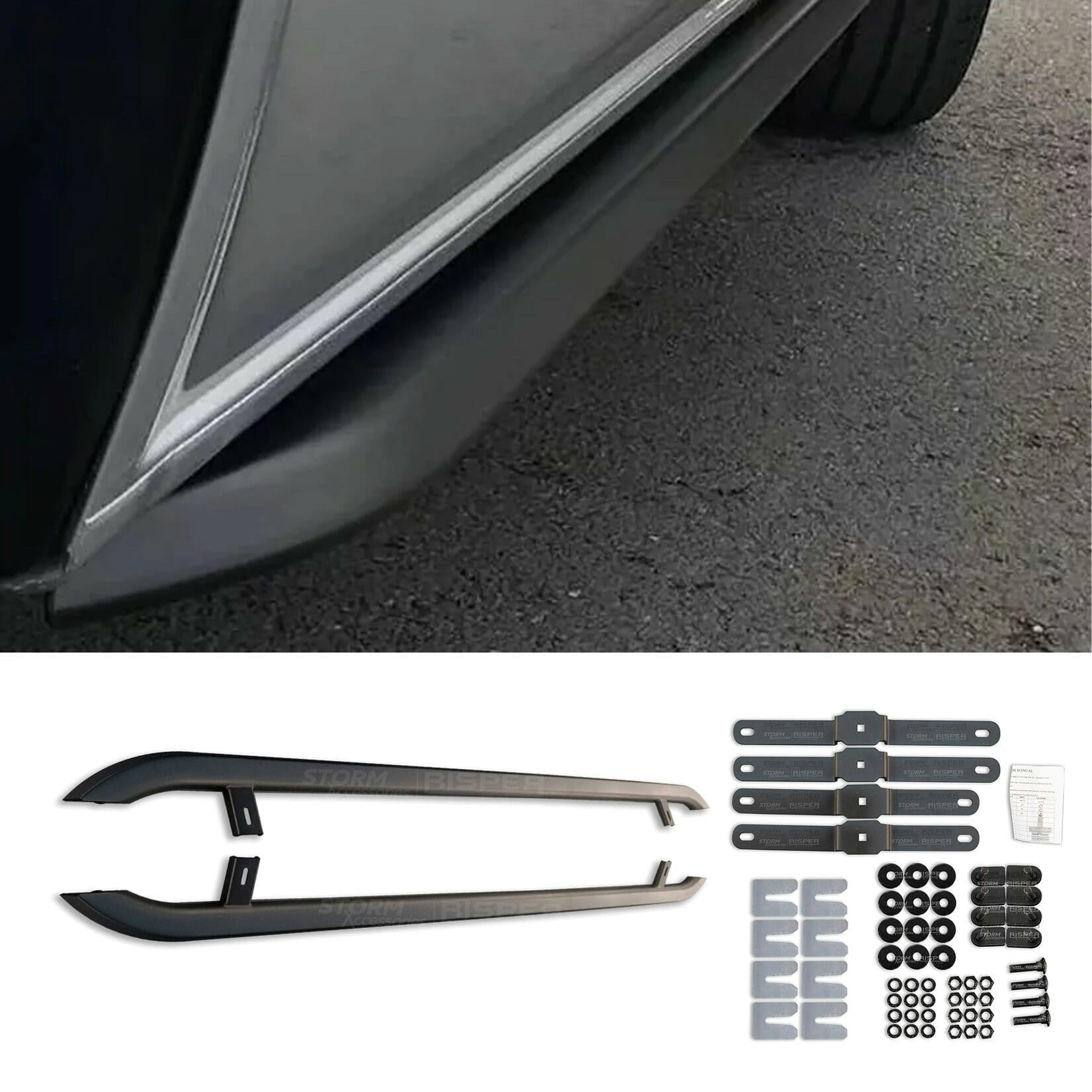 Vw Transporter T5 & T6 Lwb 2003-2023 Trapezoid Side Bars In Matt Black