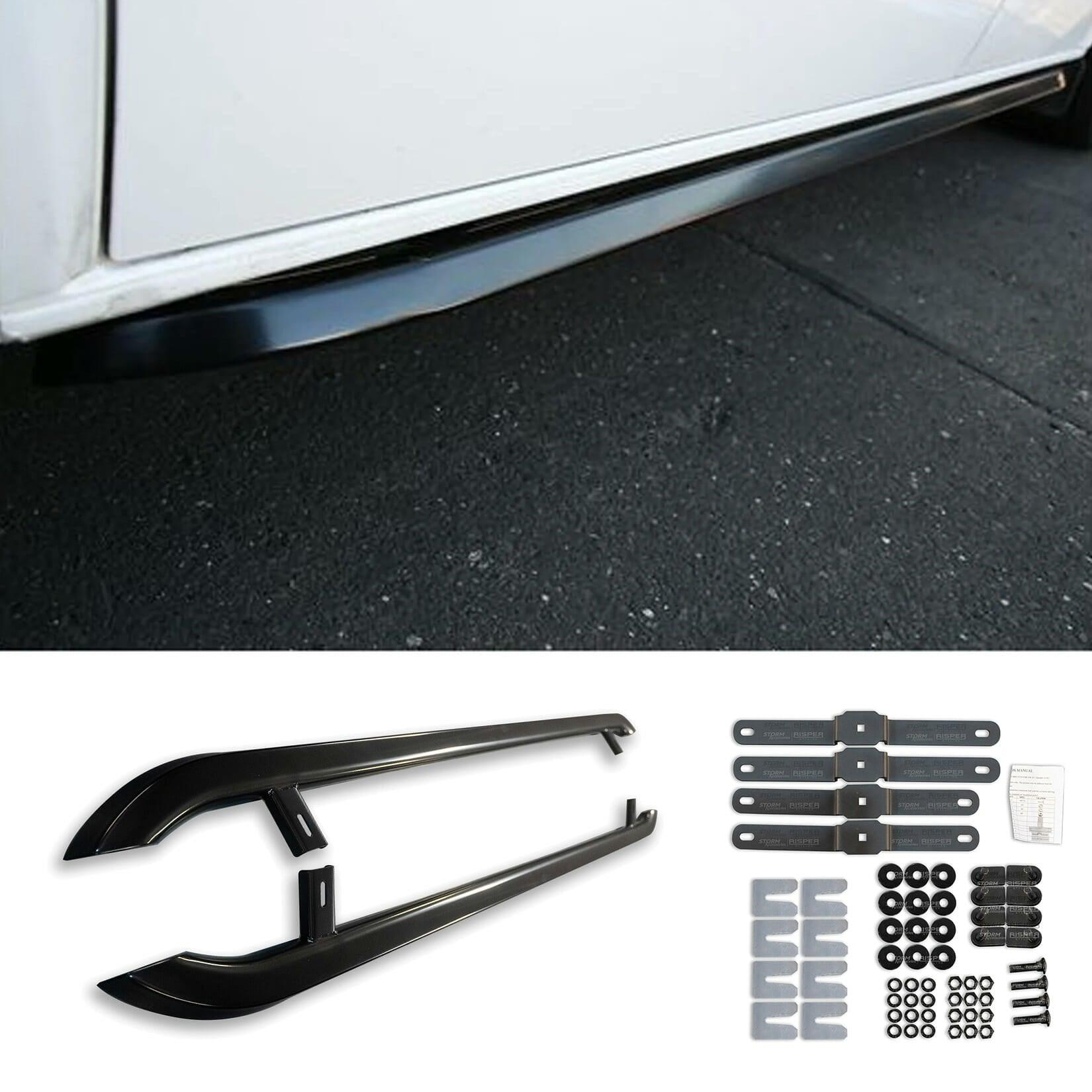 VW TRANSPORTER T5 & T6 SWB 2003-2023 TRAPEZOID SIDE BARS IN GLOSS BLACK - Storm Xccessories2