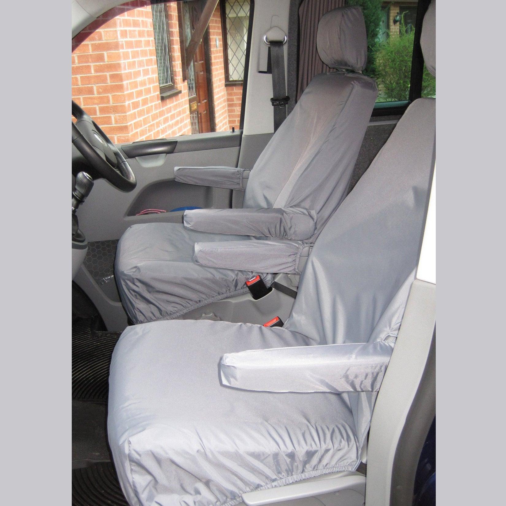 Vw Transporter T5 T6 2010 On - Front Pair No Armrest Seat Covers - Grey