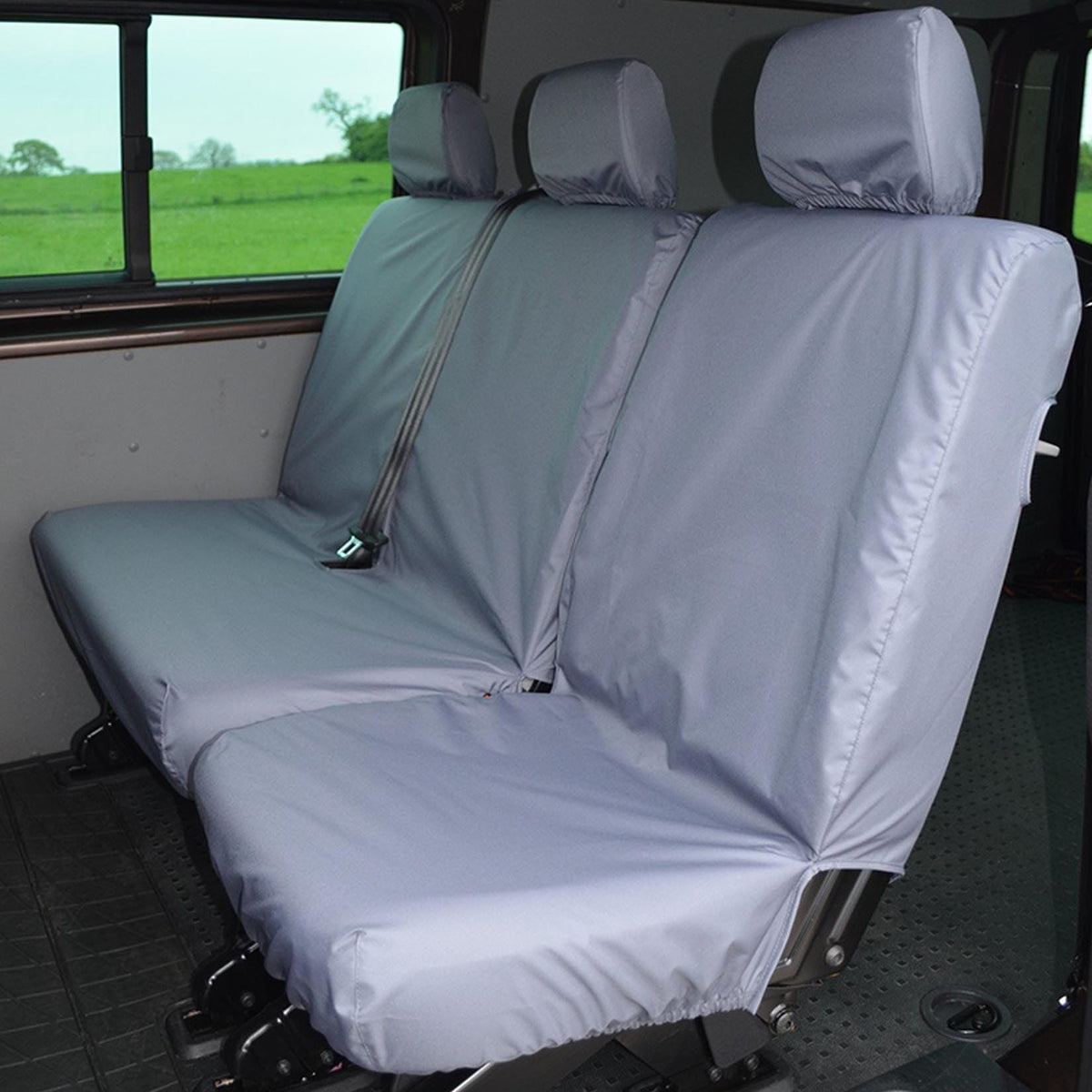 VW TRANSPORTER T5 T6 2010 ON REAR SINGLE AND DOUBLE PASSENGER SEAT COVERS – GREY - Storm Xccessories2