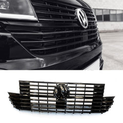 VW TRANSPORTER T6.1 2019 ON REPLACEMENT FRONT GRILL – GLOSS BLACK – BADGED - Storm Xccessories2